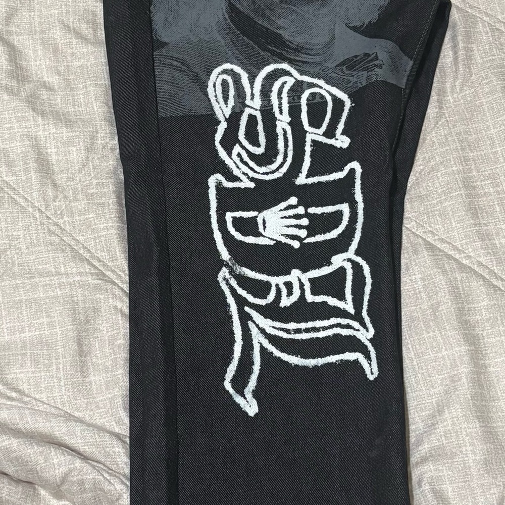 Stylish Black Pants with White Graphic